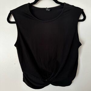 Black Sleeveless Twist Front Top